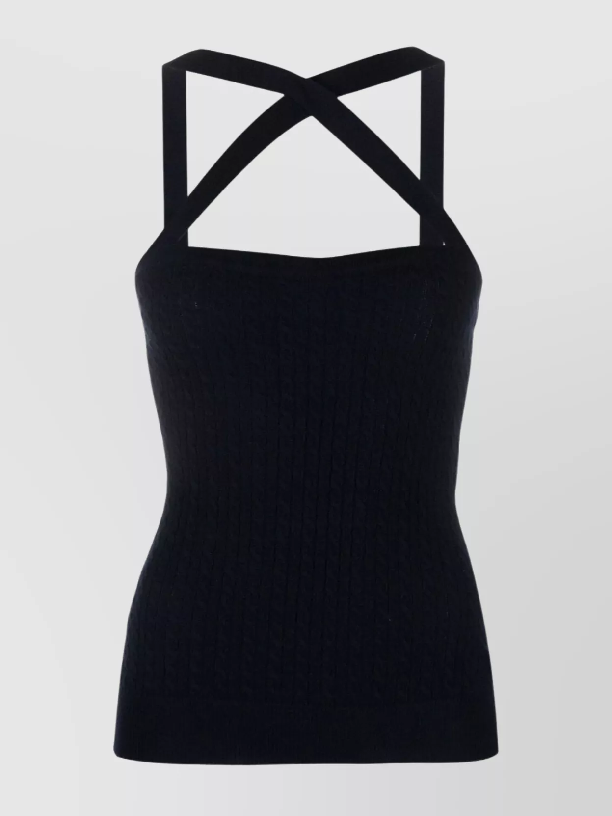 Shop Patou Square Back Flared Sleeveless Top In Black