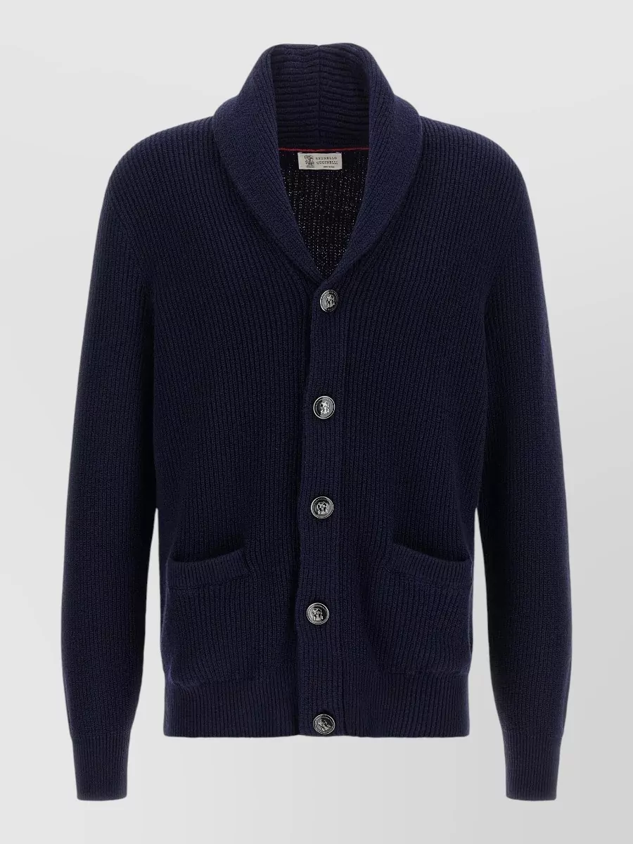 Brunello Cucinelli cotton english rib shawl neck cardigan