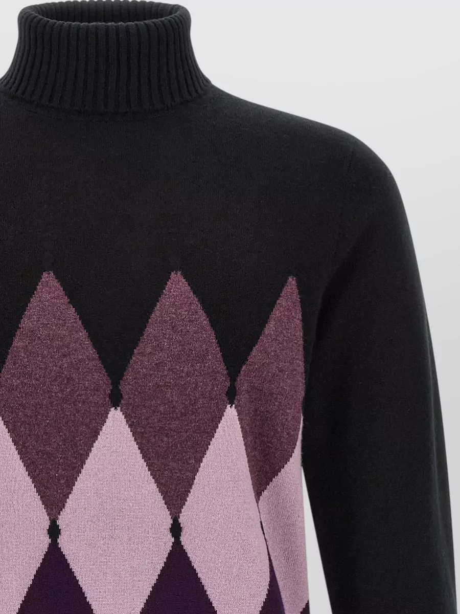 Ballantyne Cashmere Ribbed Turtleneck Diamond-Intarsia Jumper