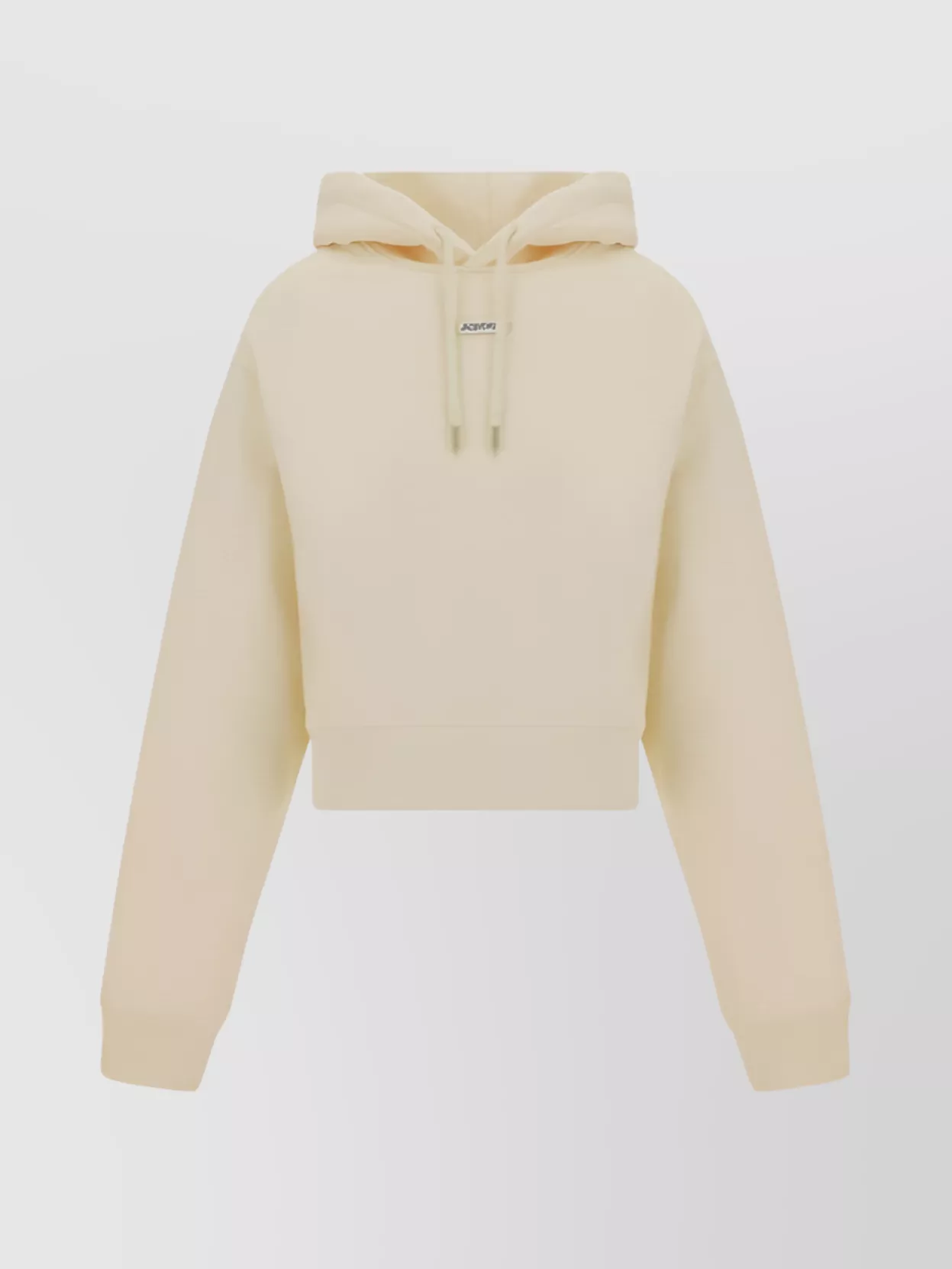 Jacquemus Adjustable Cotton Cropped Hoodie With Ribbed Finish