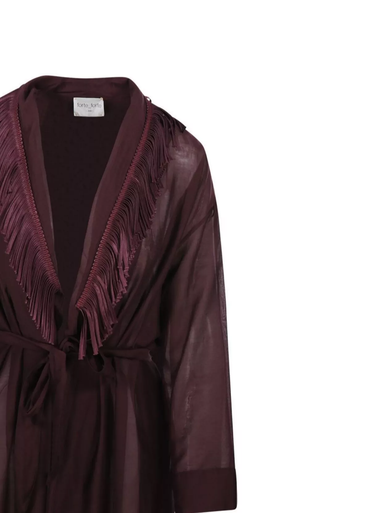 FORTE FORTE FRINGED WAIST BELTED SHEER FABRIC GOWN