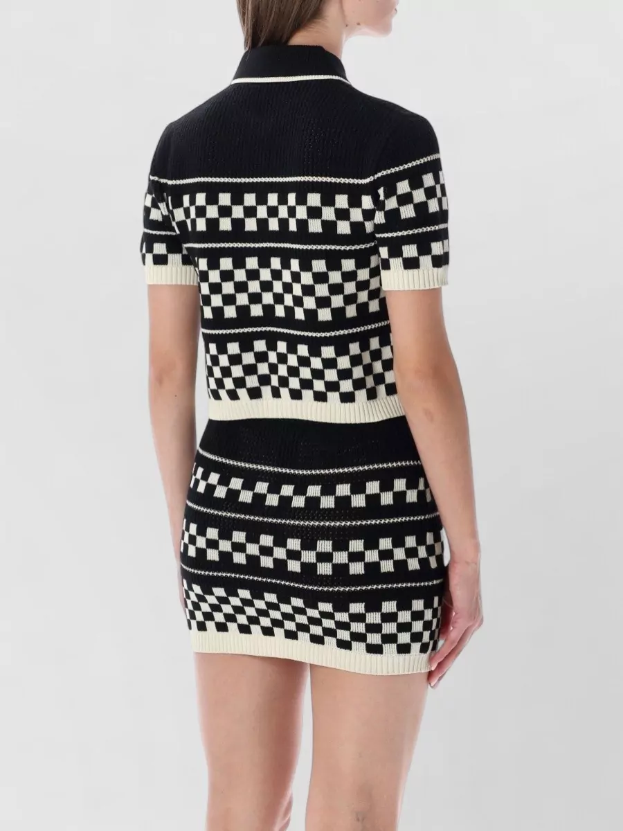 Amiri Wool Checkered Cropped Polo Mini Dress