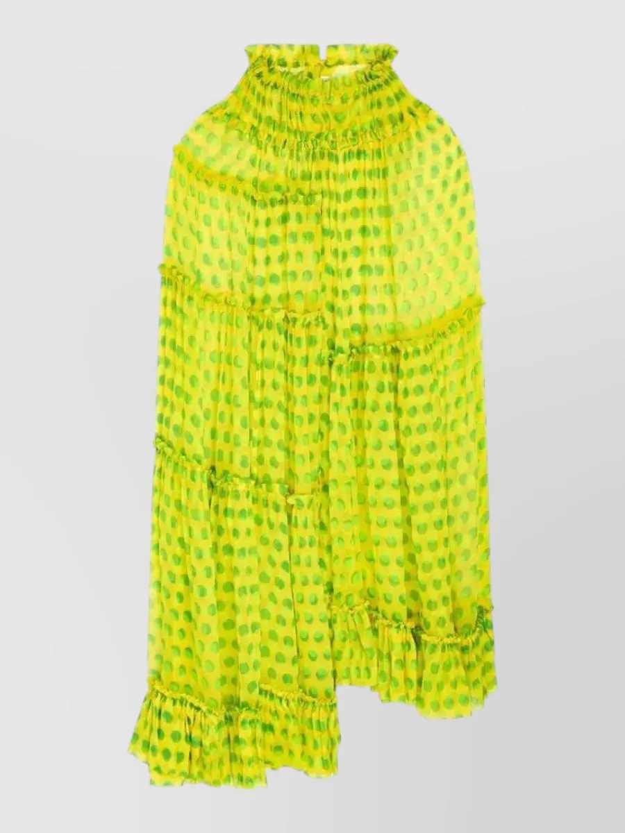 Dries Van Noten silk polka-dot ruffled high-neck midi dress