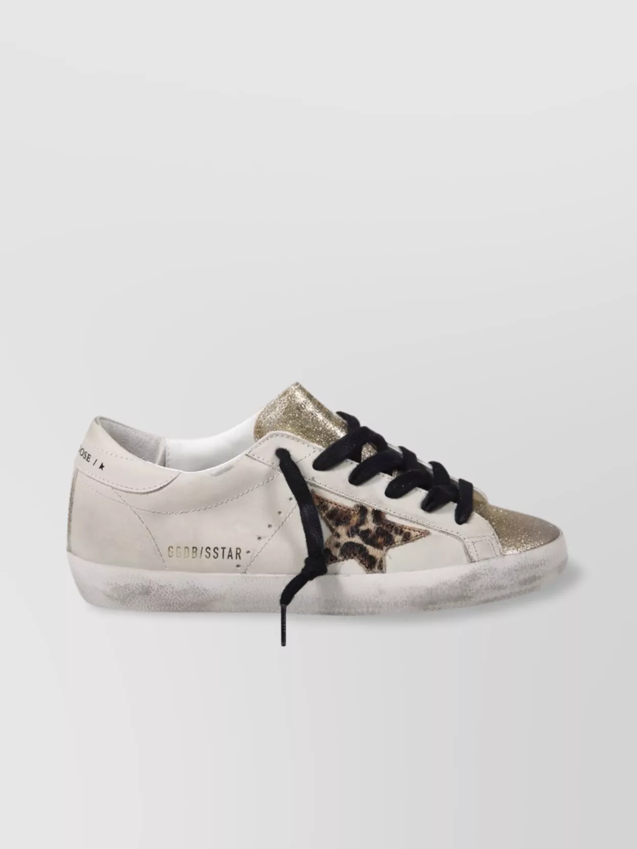 Golden Goose Star Glitter Toe And Tongue Leather Heel