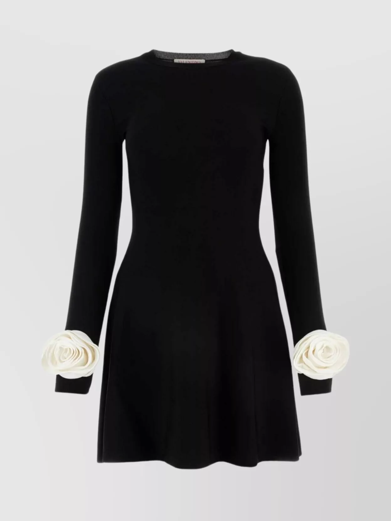 Shop Valentino Viscose Blend Dress With Long Sleeves And Flared Skirt In Black
