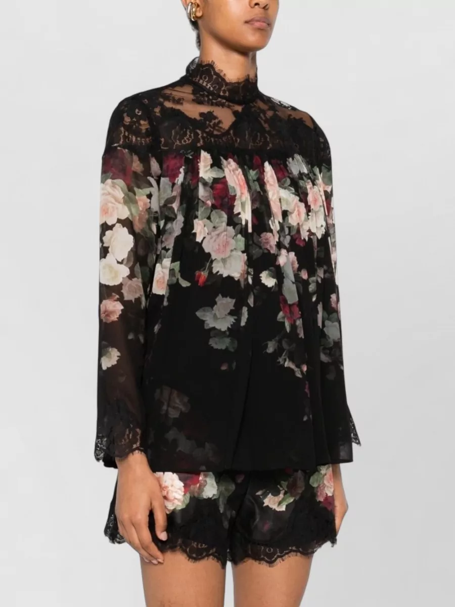 Zimmermann Floral Lace Long-Sleeve Blouse