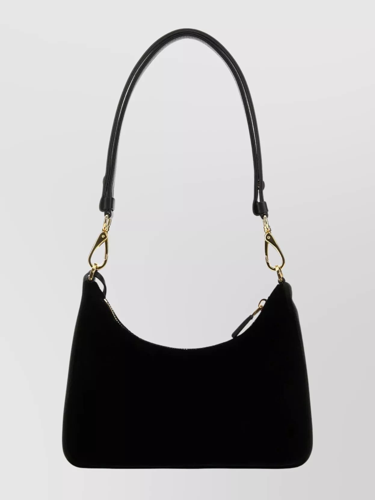Prada Mini Velvet Shoulder Bag With Chain Detail In Black