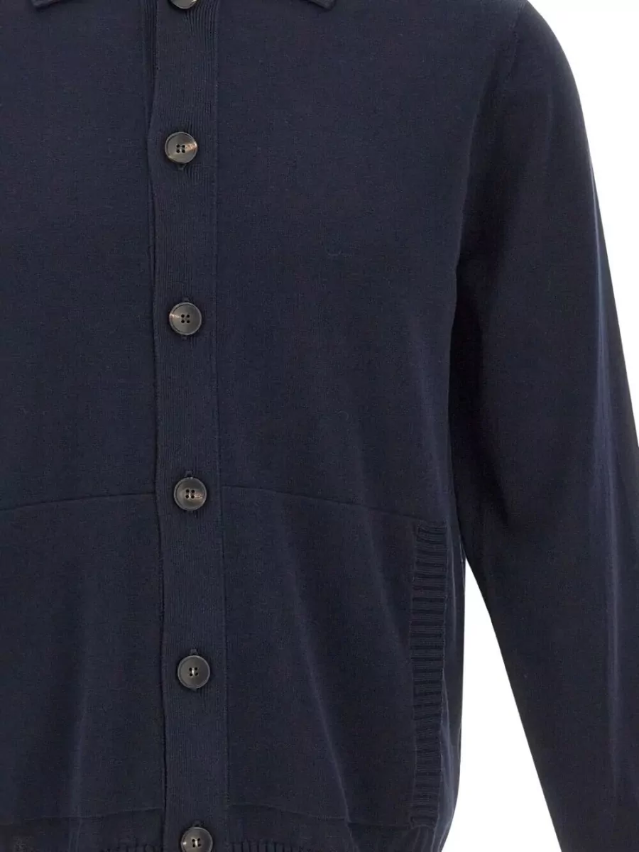Filippo De Laurentis Cotton Polo-Neck Long-Sleeve Cardigan
