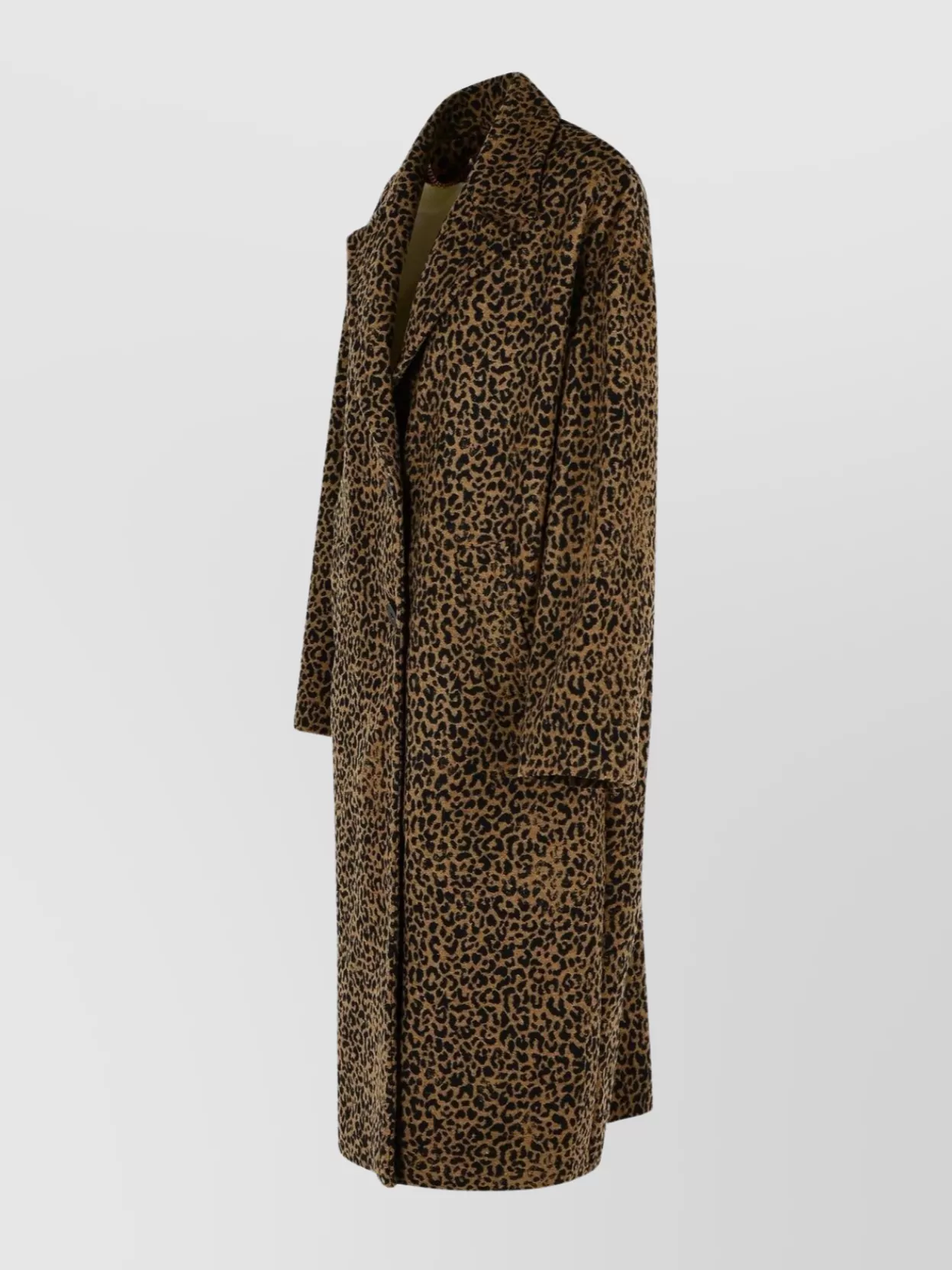 Golden Goose Cocoon Coat In Faded Leopard Jacquard Wool In Brown
