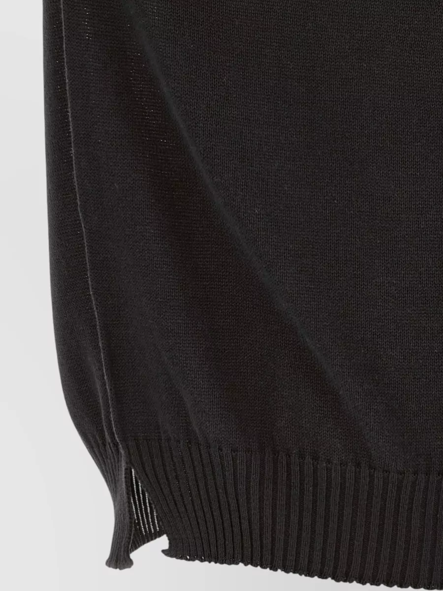 Ma'ry'ya Ribbed Cotton Short-Sleeve Sweater