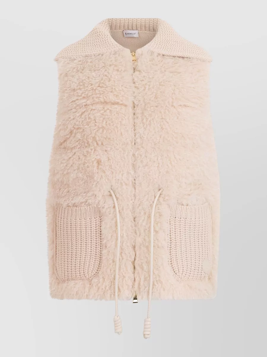 Moncler Wool Cashmere Sleeveless High Neck Cardigan
