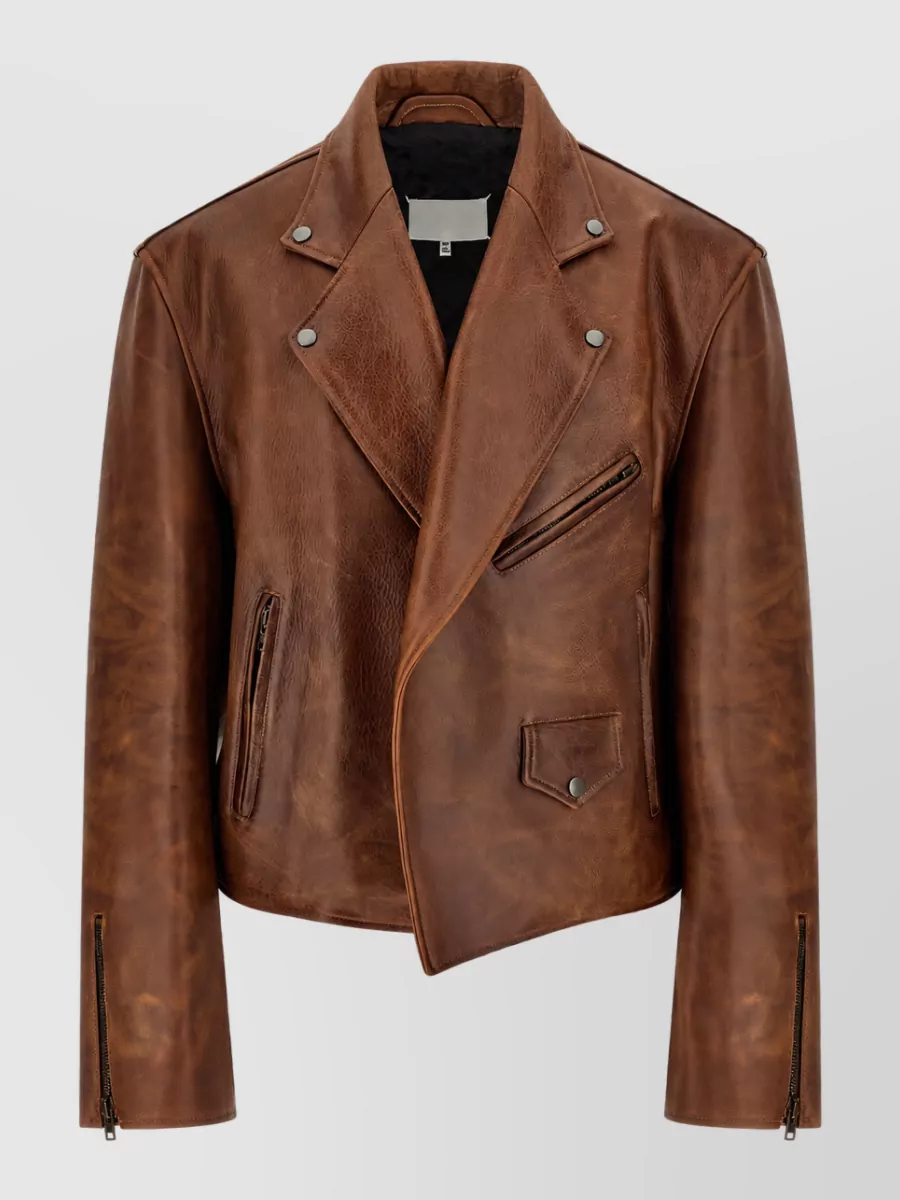 Maison Margiela Leather cropped biker jacket