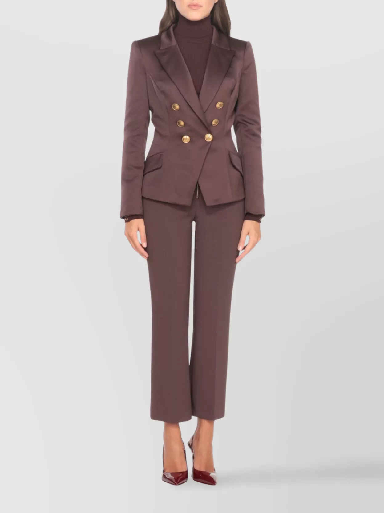 Elisabetta Franchi Double-Breasted Blazer Gold Buttons