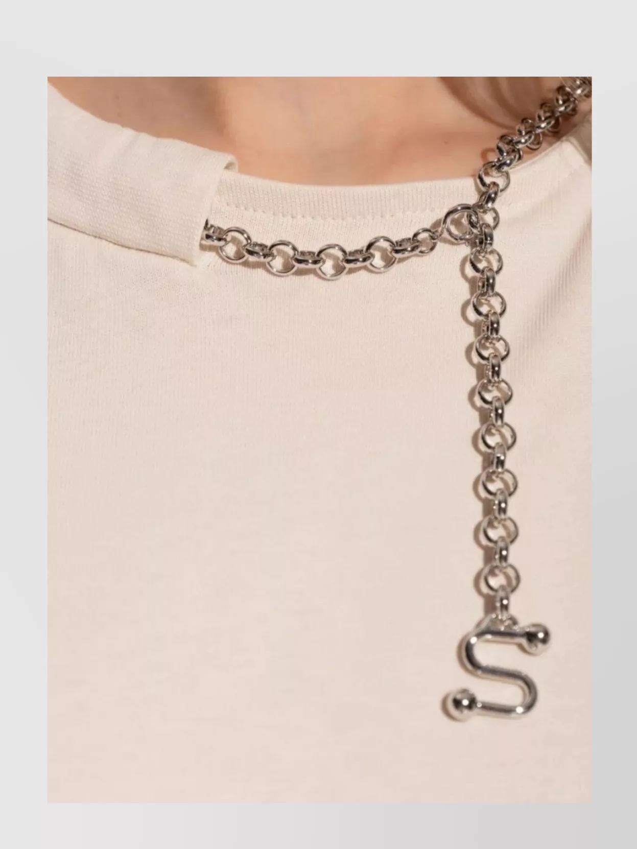 Sportmax Chain Detail Round Neck Short Sleeve Top