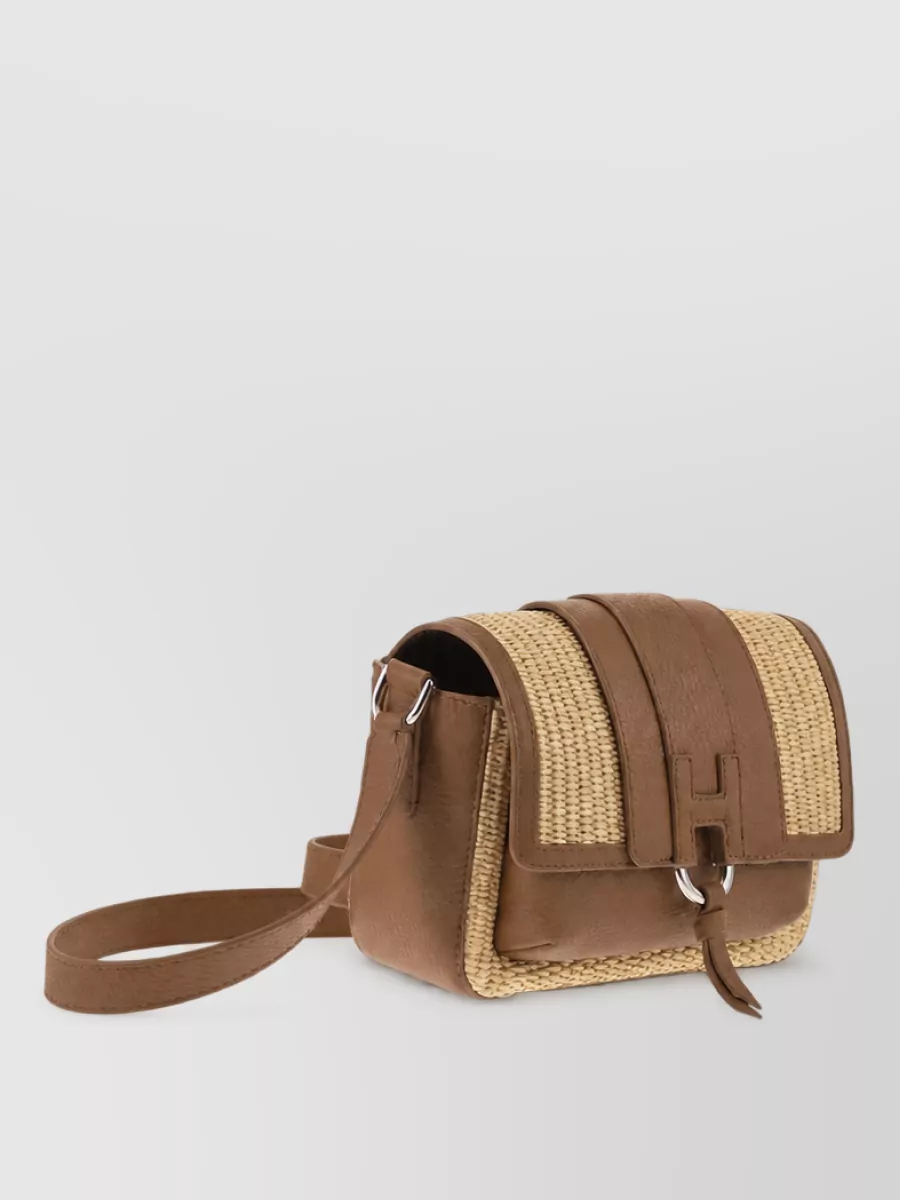 Hogan Na Leather And Raffia Mini Bag