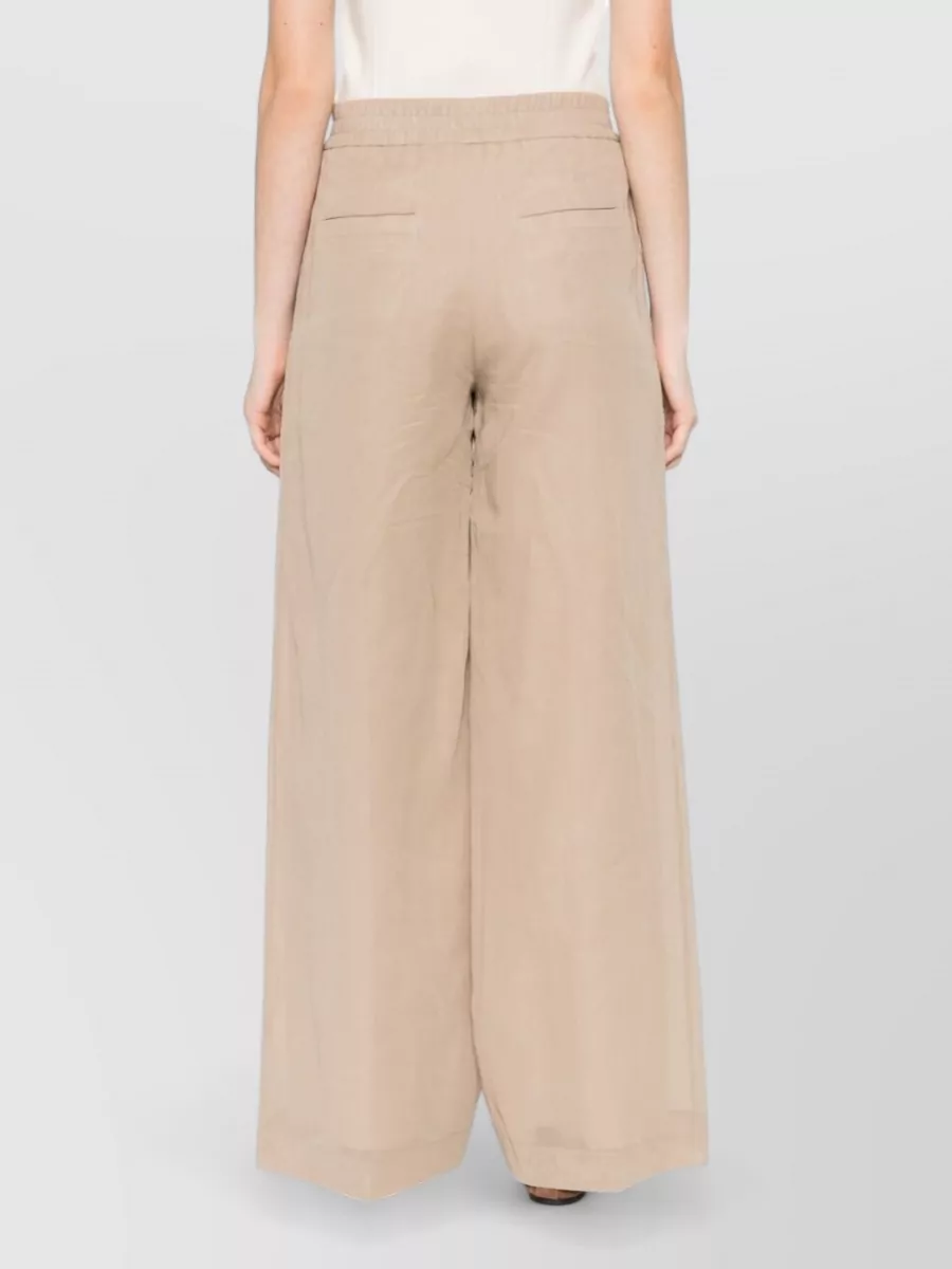 Brunello Cucinelli Cotton Elastic-Waist Wide-Leg Trousers