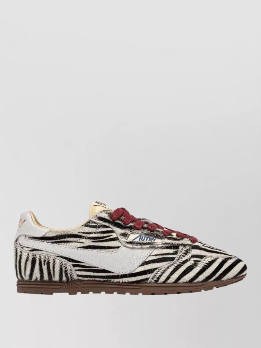 Autry Calf-Hair Zebra-Print Leather Low-Top Sneakers