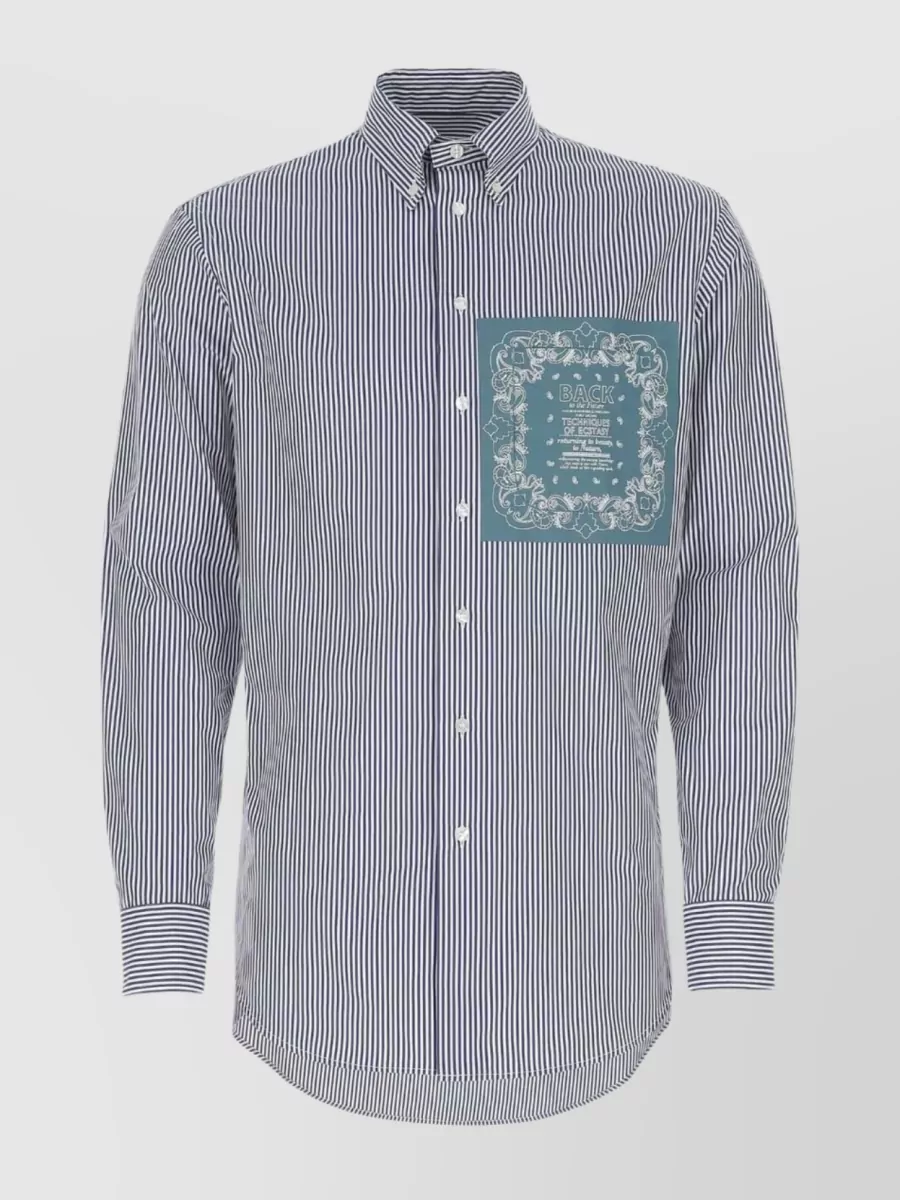 Shop Etro Patterned Shirt With Distinct Collar And Cuffs In Blue
