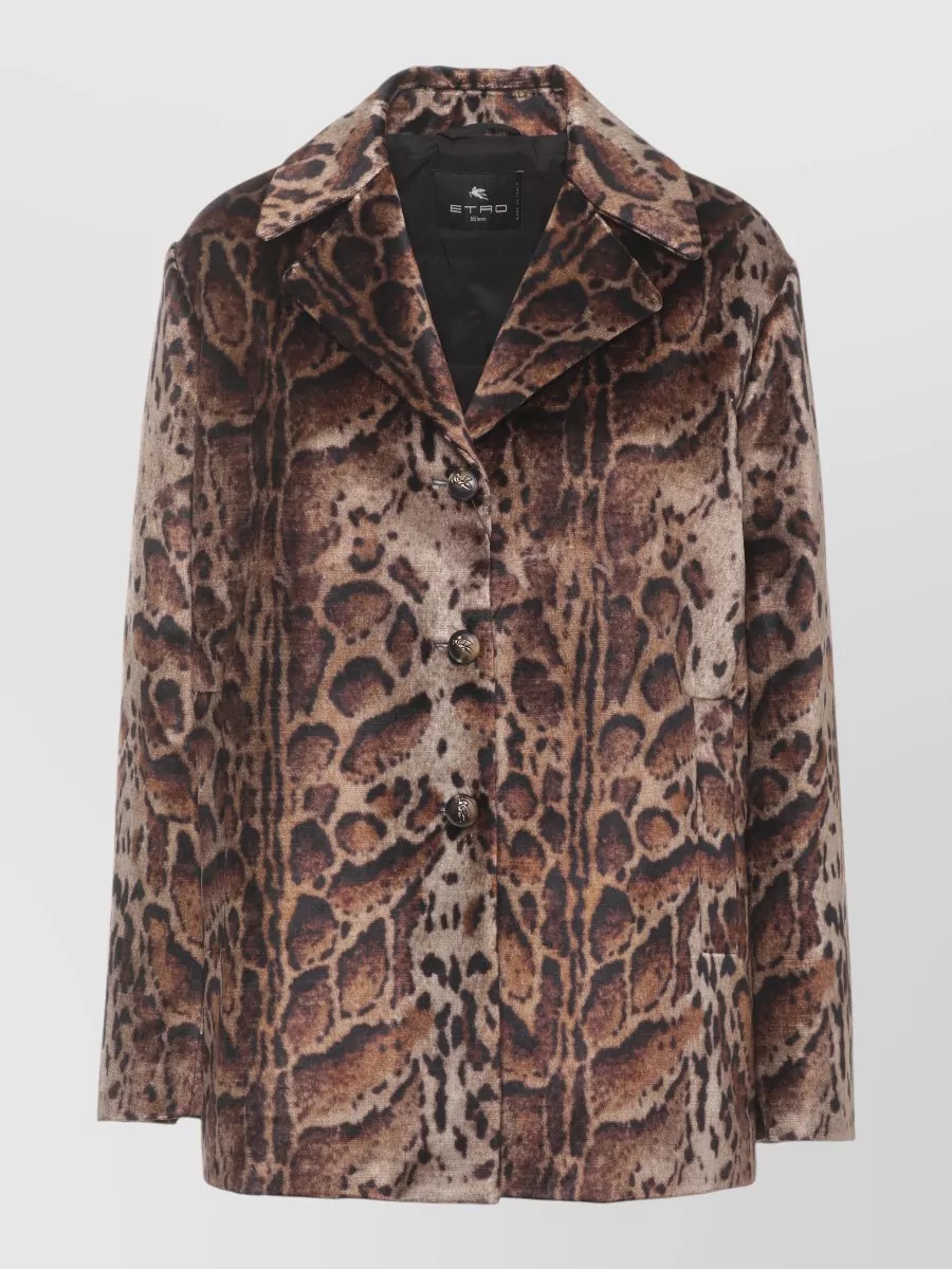 Etro animal-print single-breasted short coat