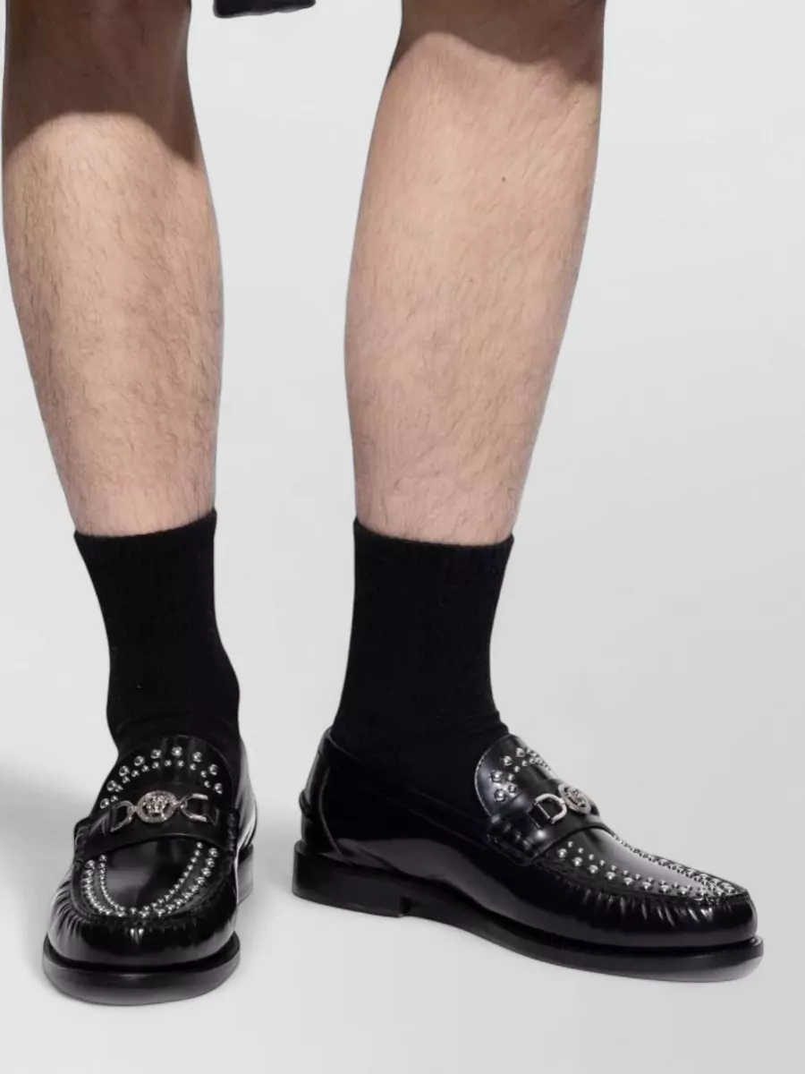 Versace Studded Leather Loafers