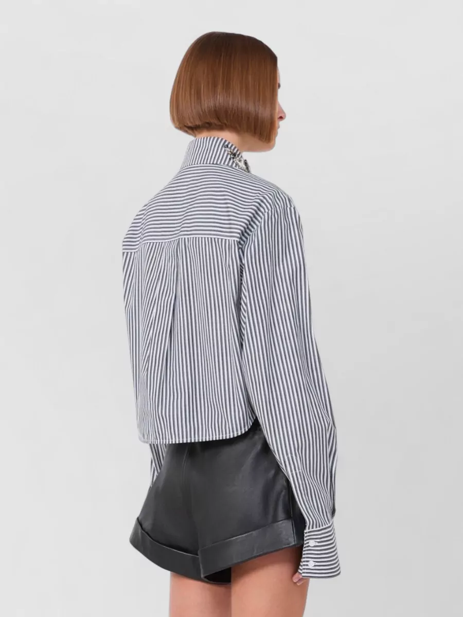 Sportmax Striped Shirt Long Sleeves Embellished Collar Pocket