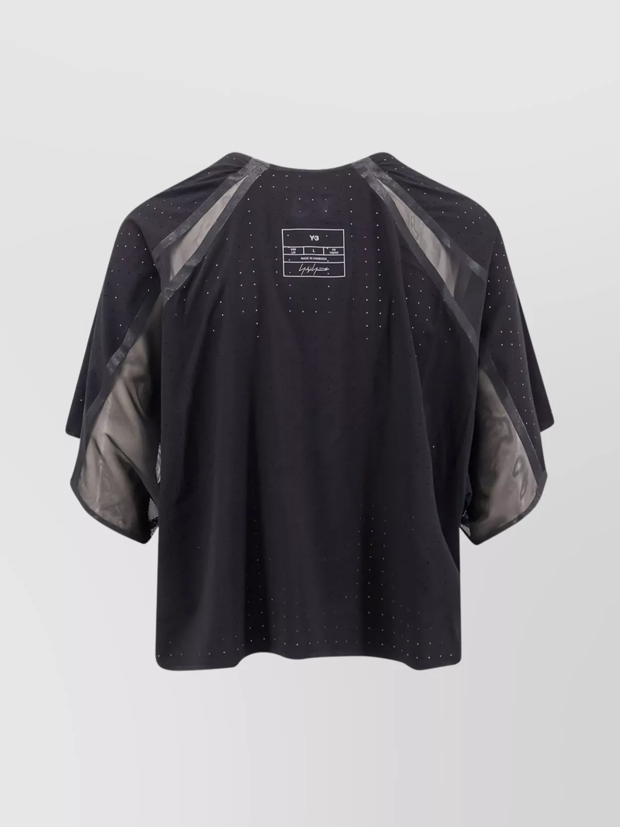 Y-3 Perforated Technical Fabric And Mesh Top In Black