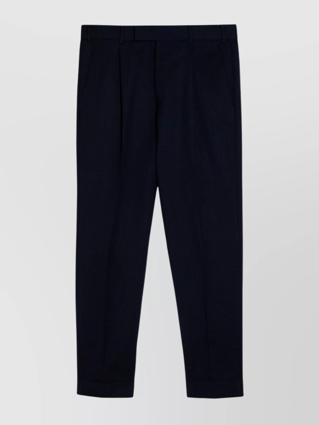 Pt Torino Wool Trousers With Cuffed Hem And Pleats In Blue