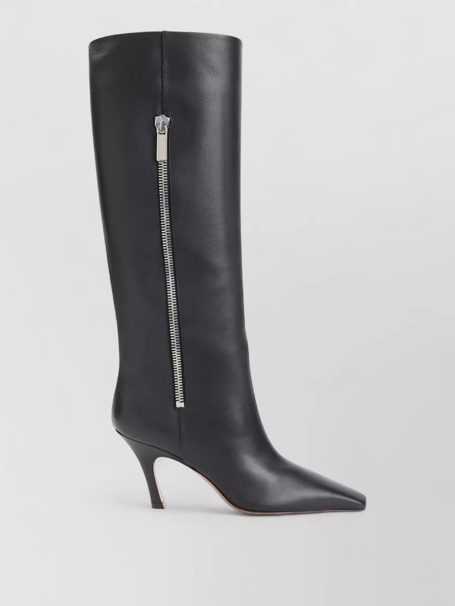 Amina Muaddi Pointed Toe Smooth Finish Boot 80