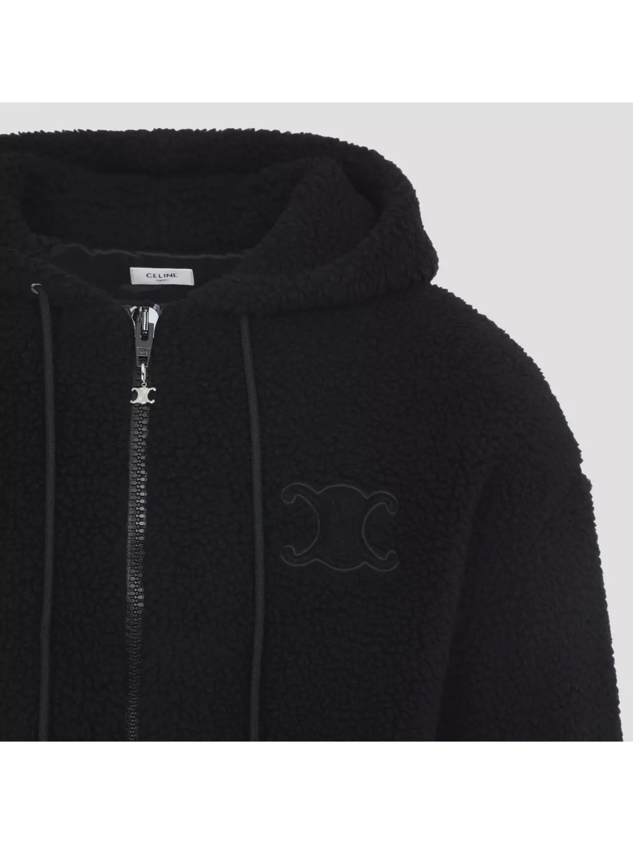 Celine Hooded Jacket With Ribbed Cuffs And Pockets