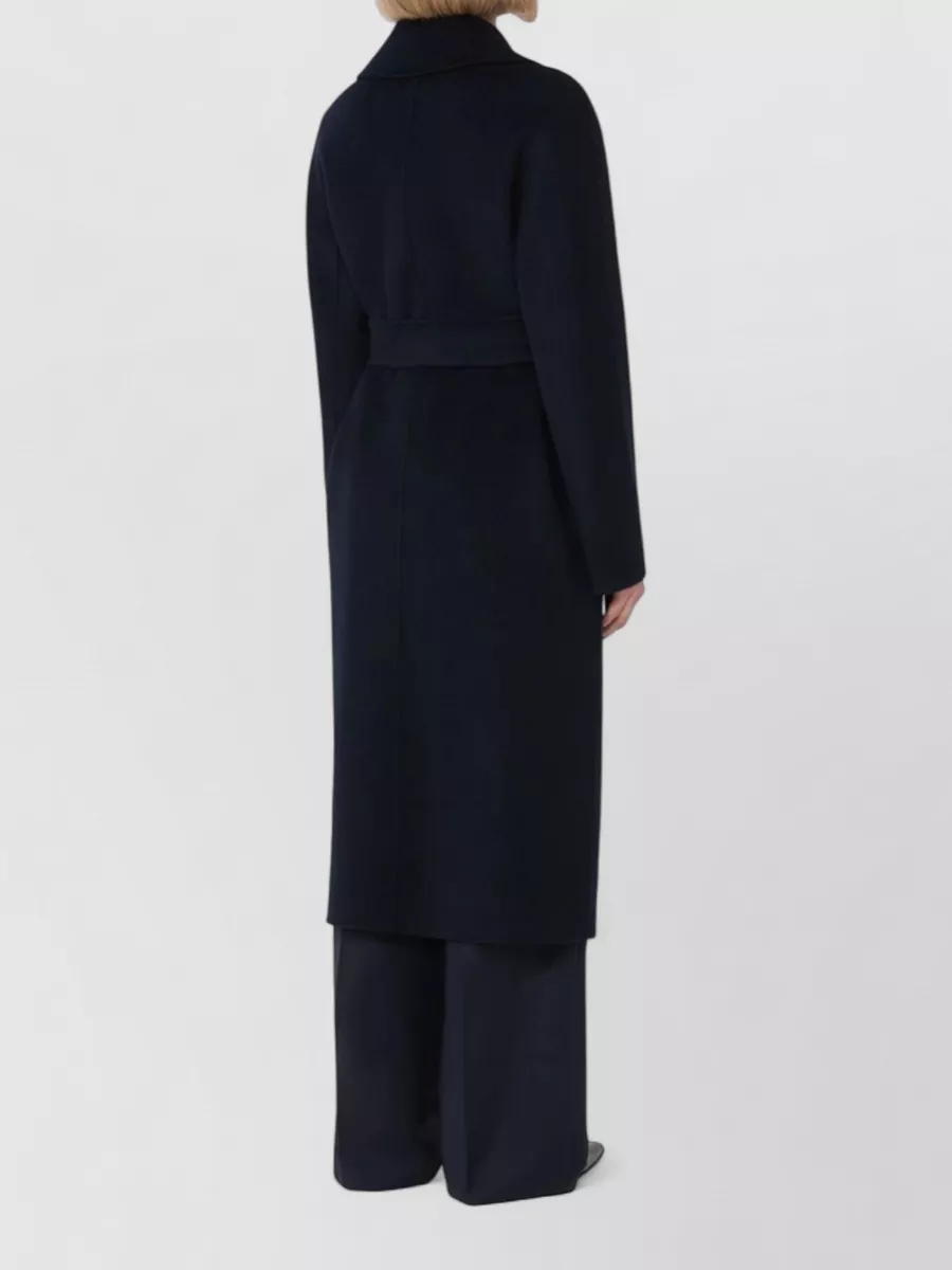 S Max Mara Long Wrap Coat Belted Waist Lapel Collar