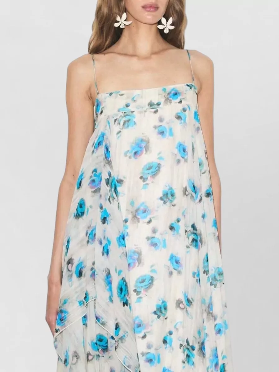 Tory Burch Silk Printed Asymmetric Midi Dress