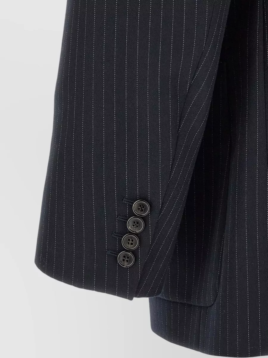 Saint Laurent Pinstriped Double-Breasted Wool Blazer