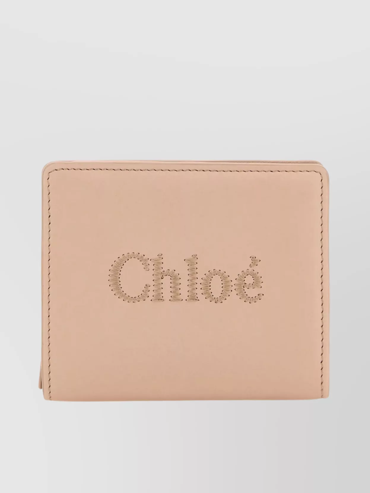 Shop Chloé Leather Wallet With Foldover Top And Stitched Detail