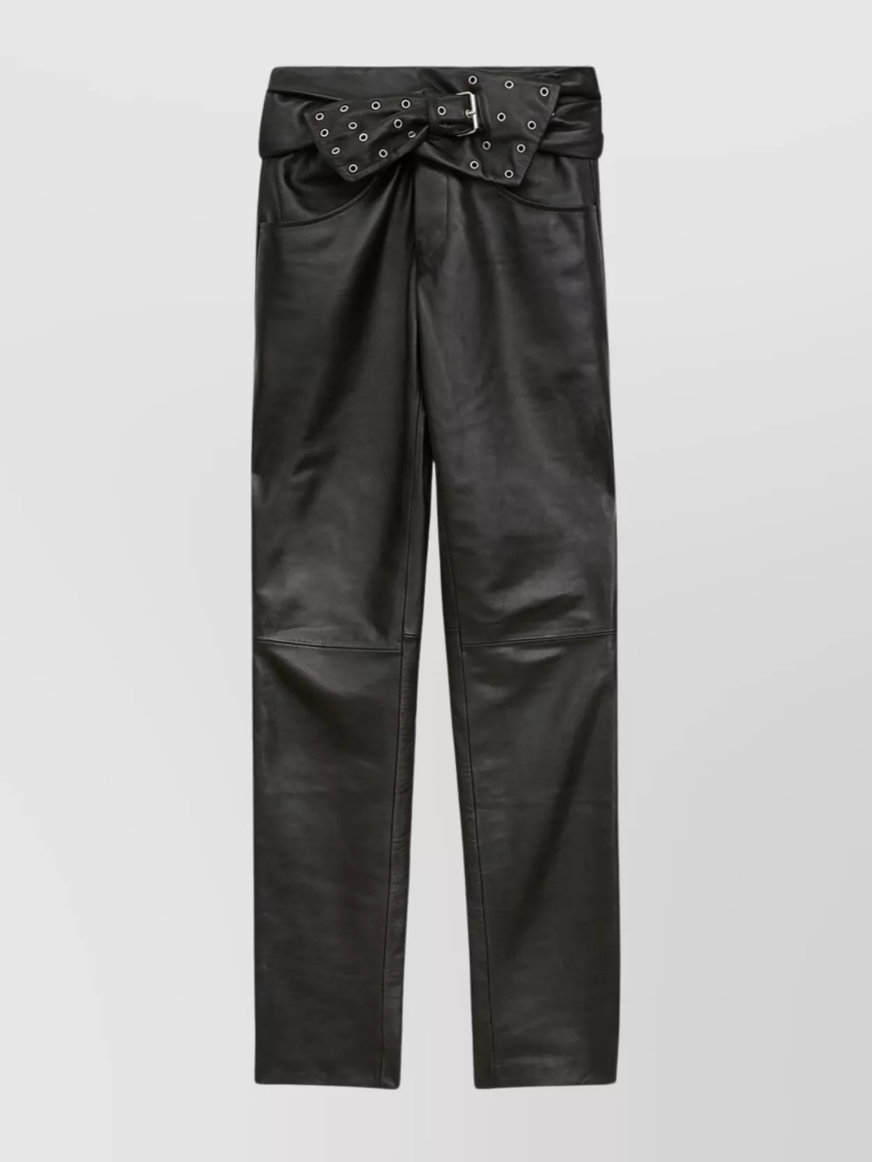 Isabel Marant Leather Trousers Featuring Belted Waist In Multi