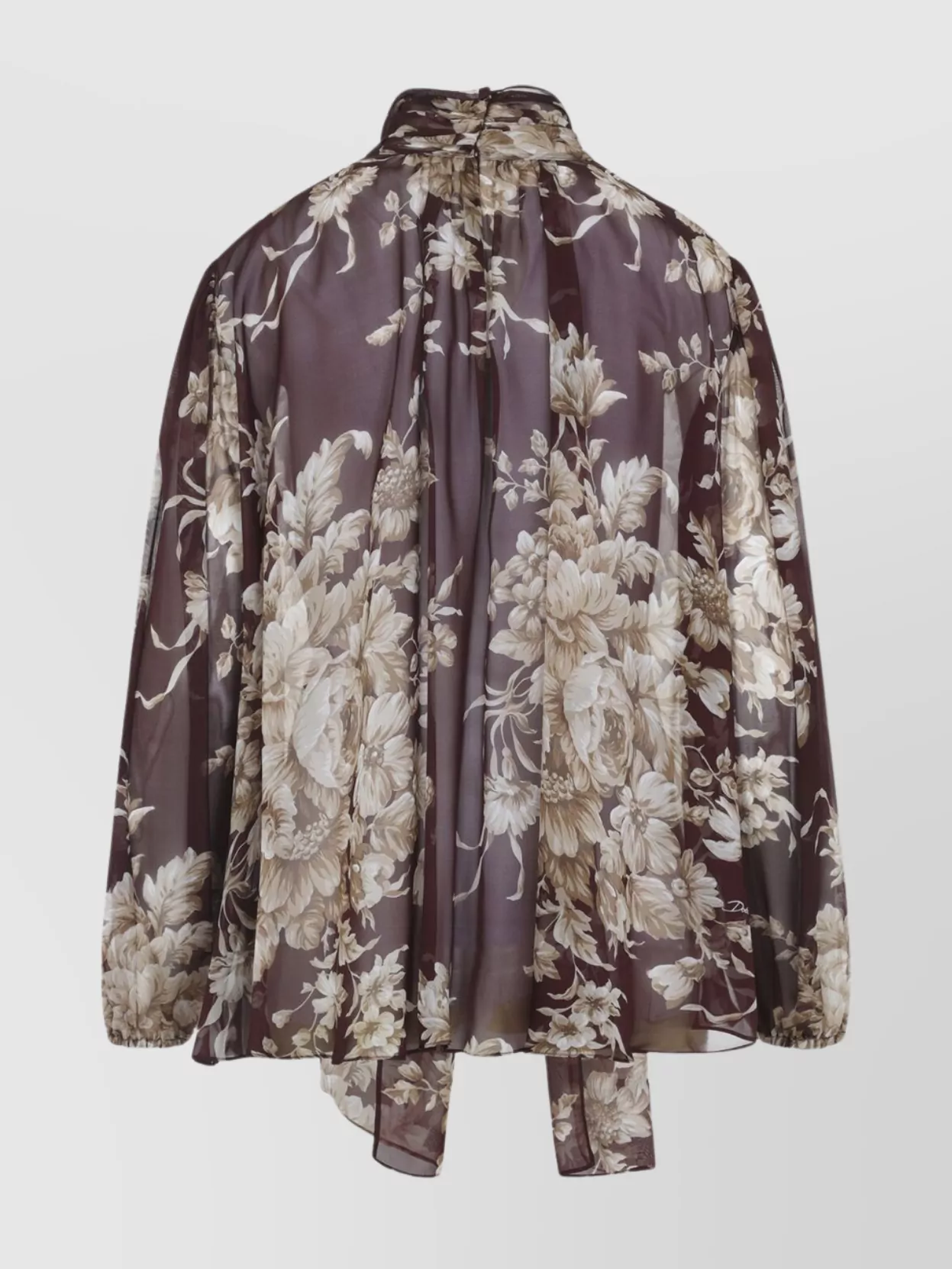 Dolce & Gabbana Silk Blouse With Floral Print In Brown