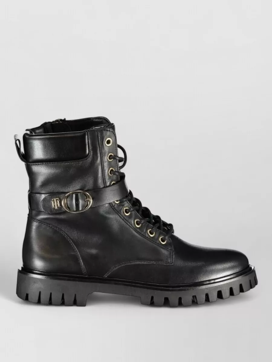 Tommy Hilfiger Leather Lace-Up Combat Boots