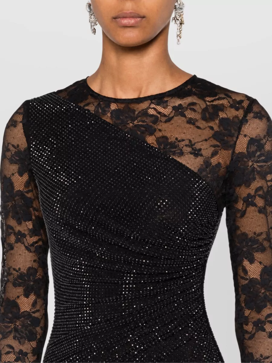 Self-Portrait Sheer Lace Asymmetric Maxi Dress