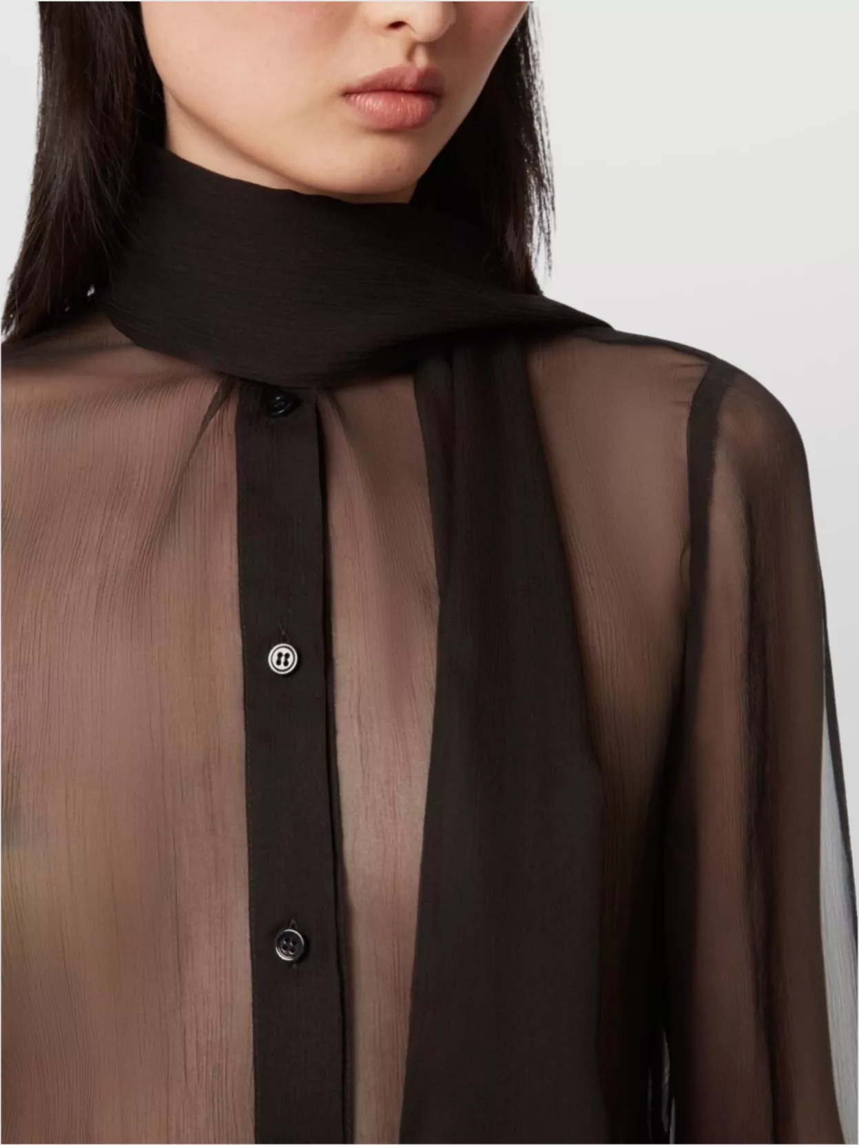 Nina Ricci Sheer Sleeved Top Pussy-bow Detail