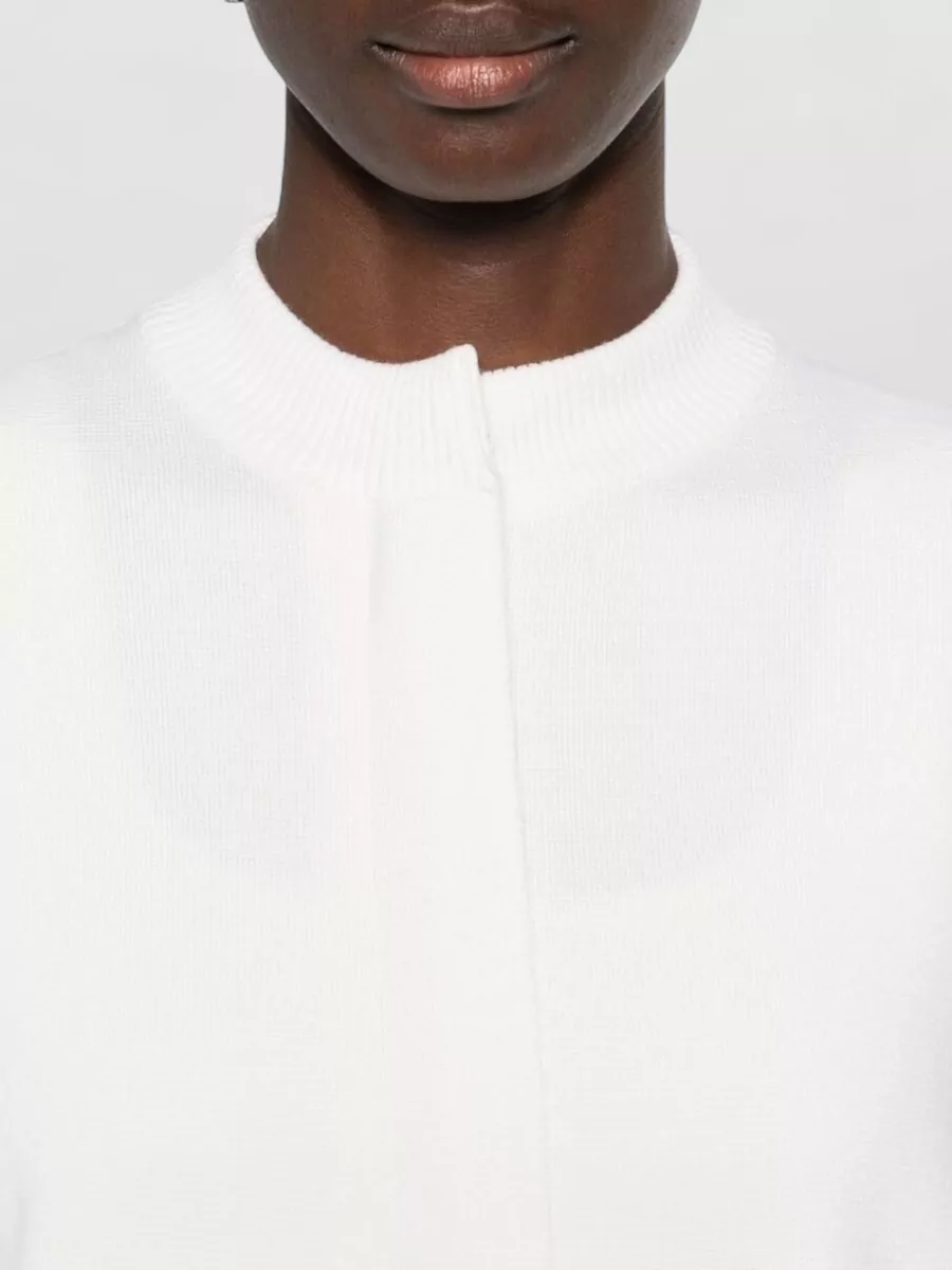 Max Mara Cardigan Virgin Wool Long Sleeves Ribbed Trims