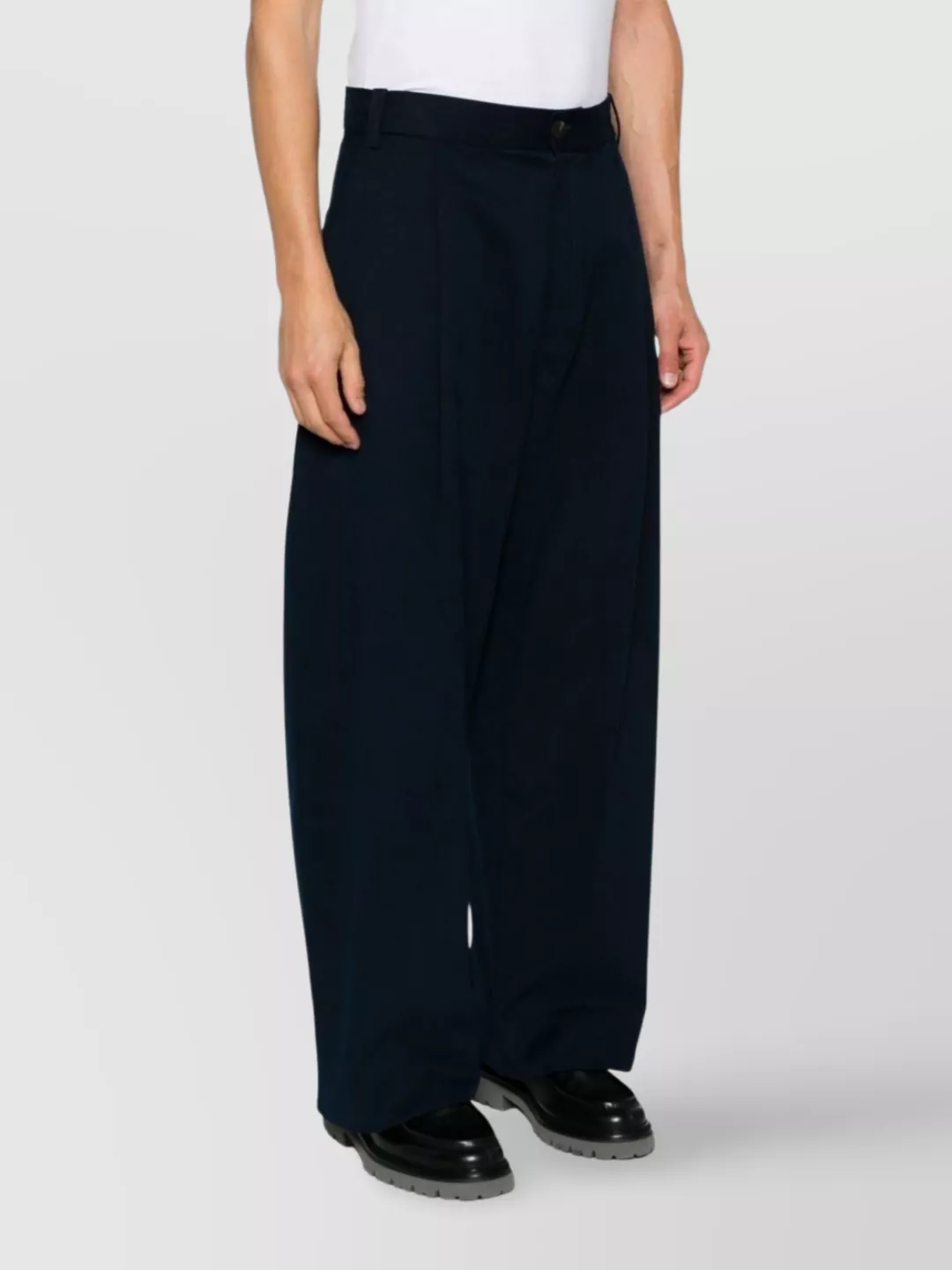 Studio Nicholson High-Waisted Wide Leg Cotton Twill Trousers