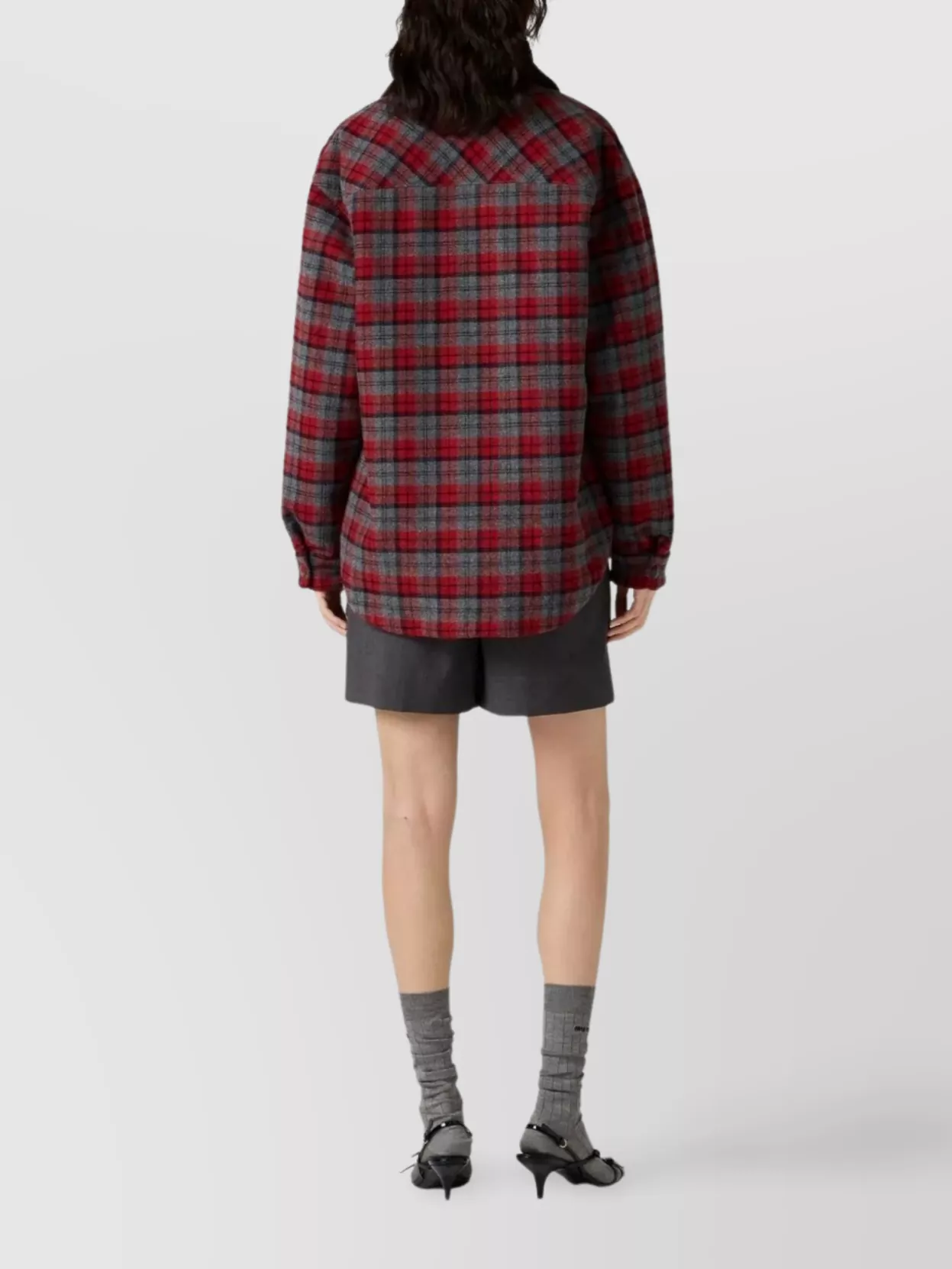 Miu Miu Plaid Long Sleeve Jacket Pockets