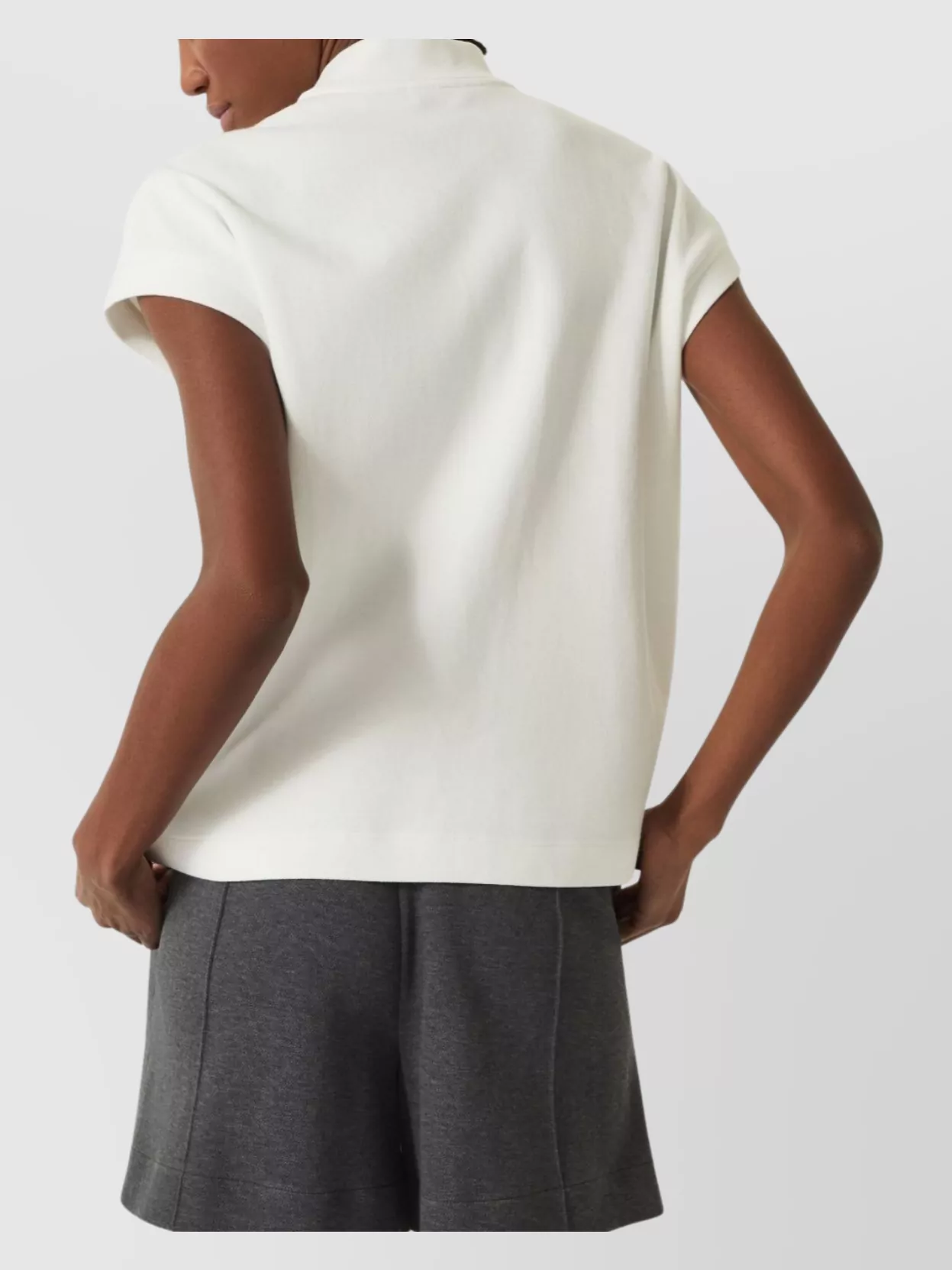 Brunello Cucinelli Polo Top With Cap Sleeves And Straight Hem