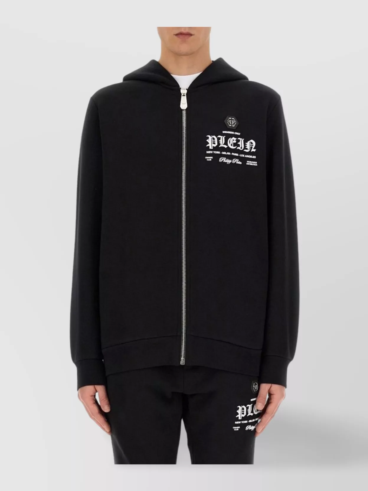 Philipp Plein Hooded Logo Sweatshirt Ribbed Cuffs