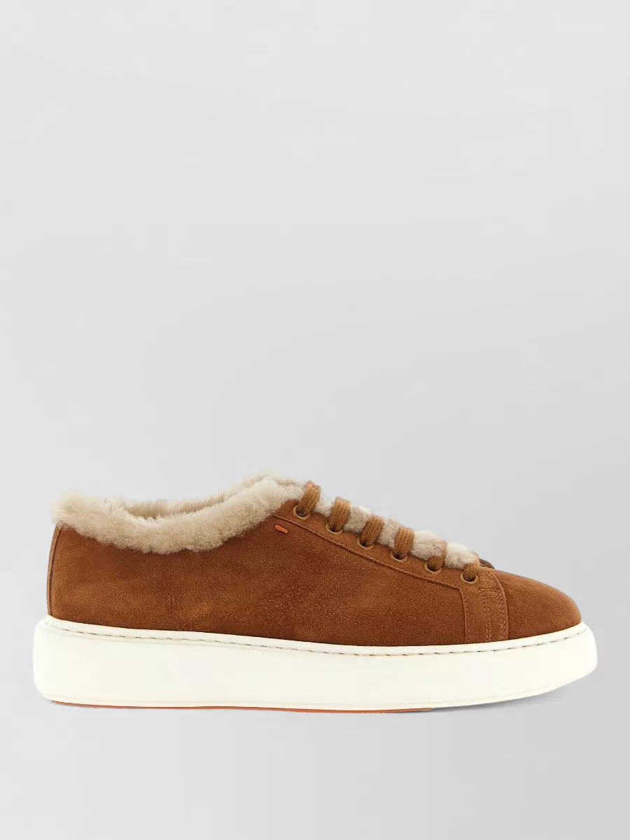 Santoni Leather Low-Top Lace-Up Sneakers
