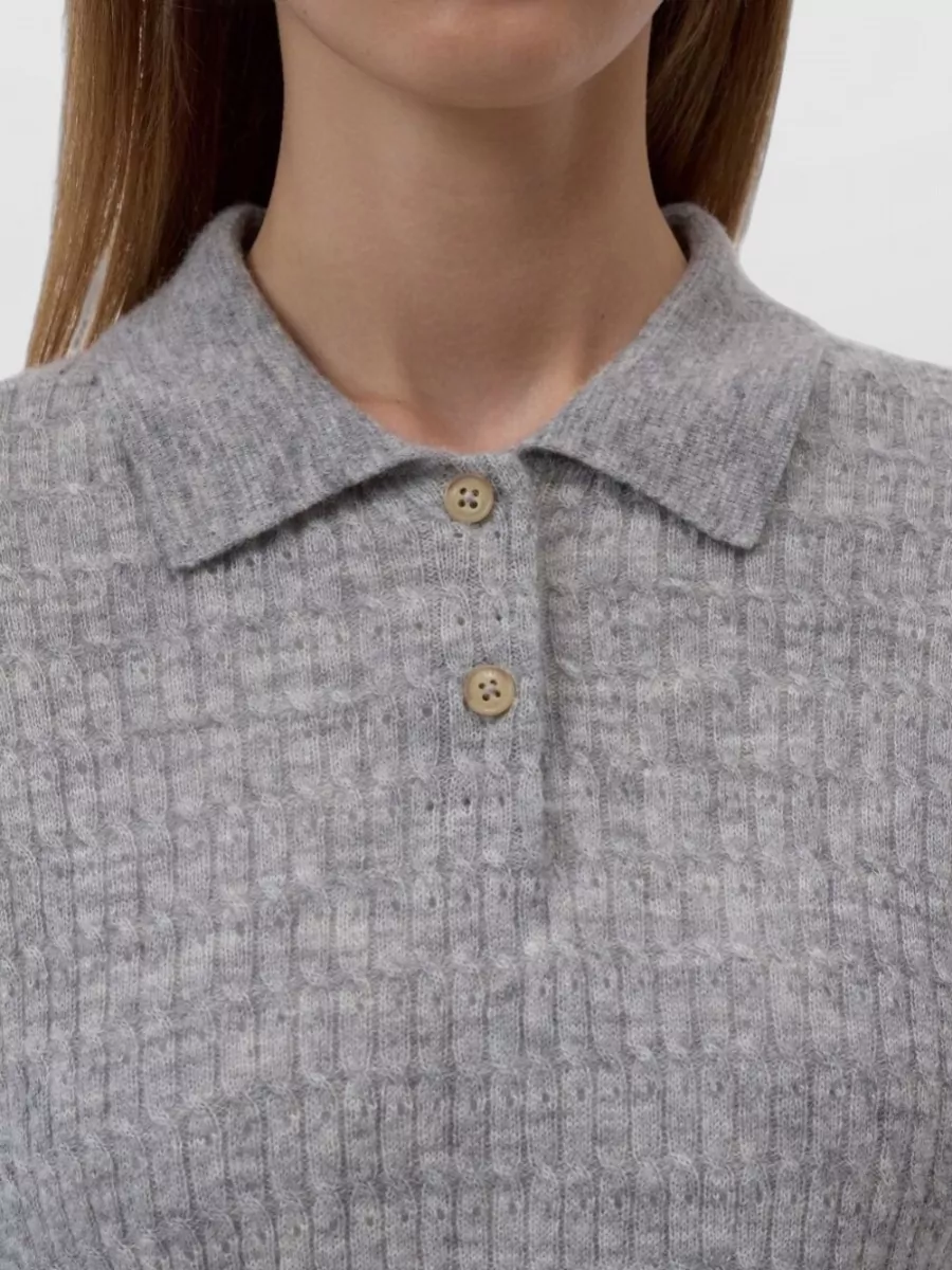 Closed Ribbed Knit Polo Jumper