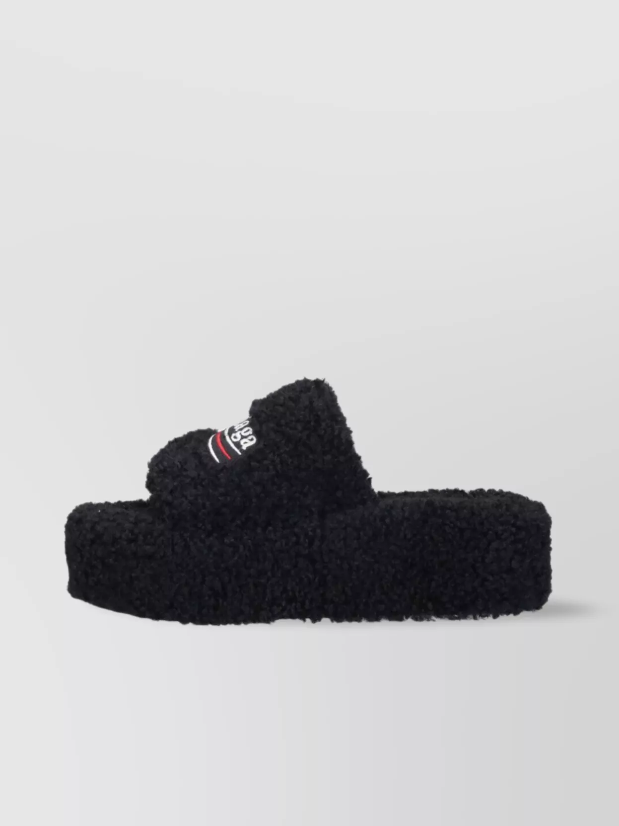 Balenciaga Heeled Sandals With Platform Sole And Faux Fur Texture