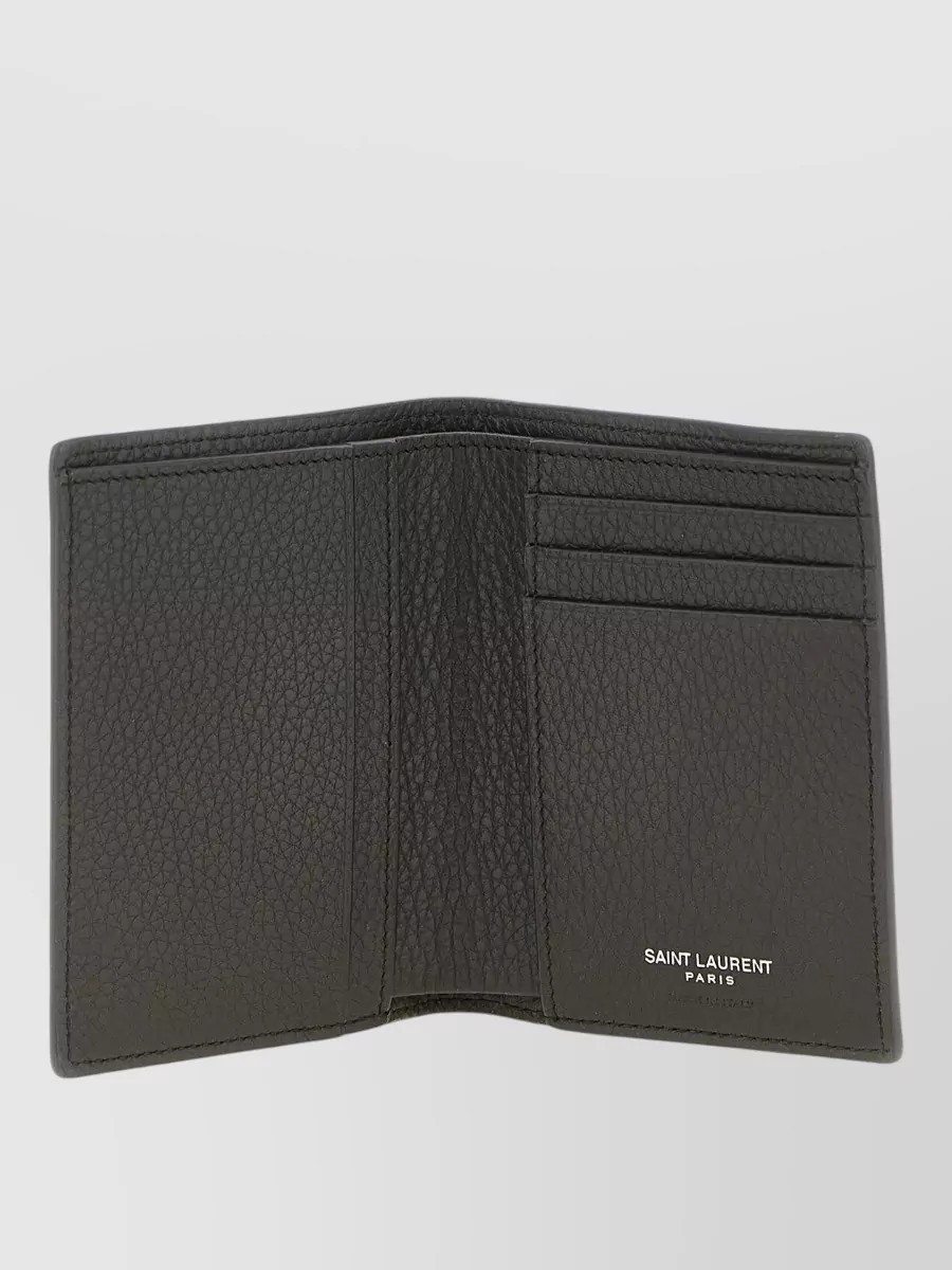 Saint Laurent Tiny Cassandre Leather Cardholder Textured