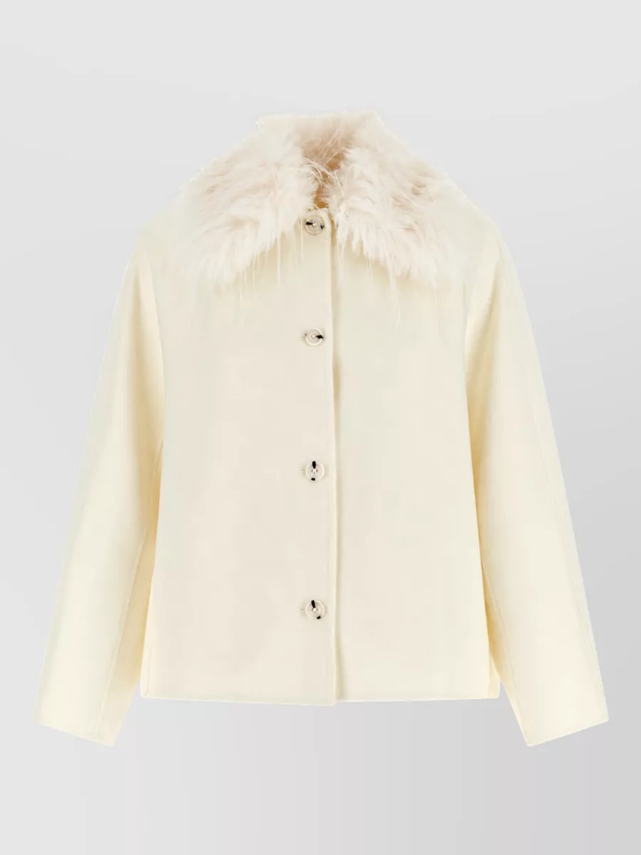 Loulou Studio cashmere blend faux fur collar jacket