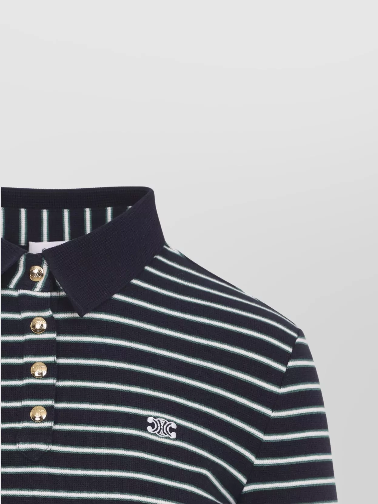 Celine Long Sleeve Striped Polo Shirt