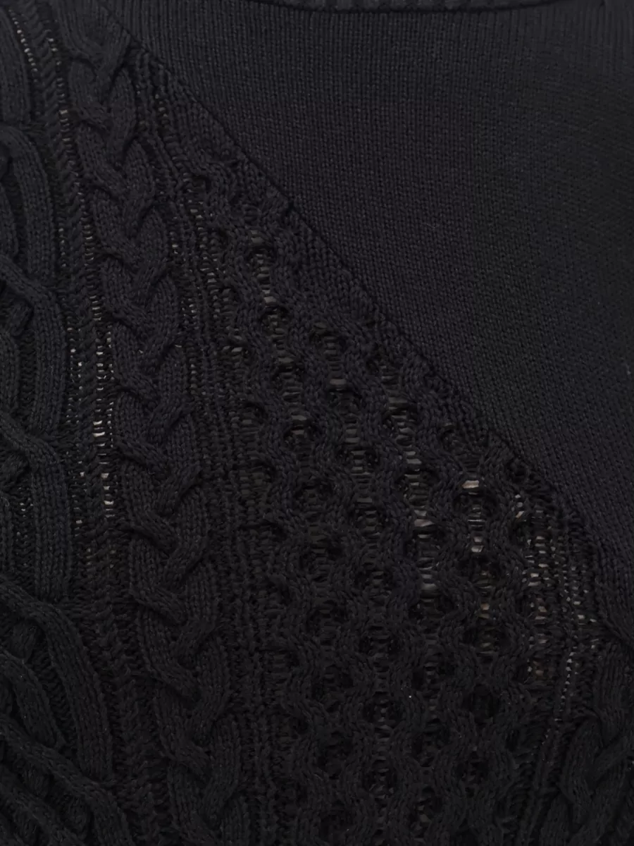 Sacai Cable-Knit Ribbed Asymmetric Sweatshirt